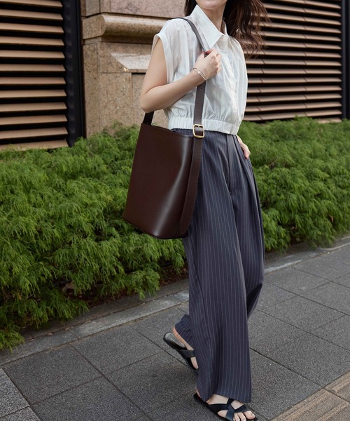 CHAN ME（チャンミ）の「【新色追加】タックボリュームワイドスラックス（スラックス・レディース・ブラック/チャコールグレー/ライトグレー/ベージュ/ネイビー/ブラウン・SMALL/MEDIUM/LARGE/X-LARGE/X-SMALL）」の11枚目の写真