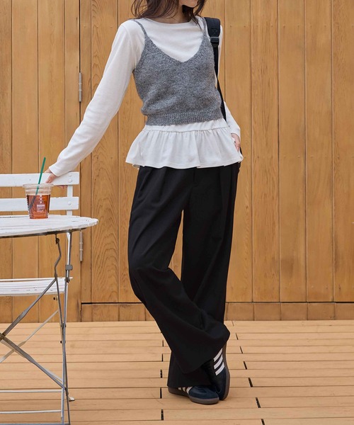 CHAN ME（チャンミ）の「【新色追加】タックボリュームワイドスラックス（スラックス・レディース・ブラック/チャコールグレー/ライトグレー/ベージュ/ネイビー/ブラウン・SMALL/MEDIUM/LARGE/X-LARGE/X-SMALL）」の18枚目の写真