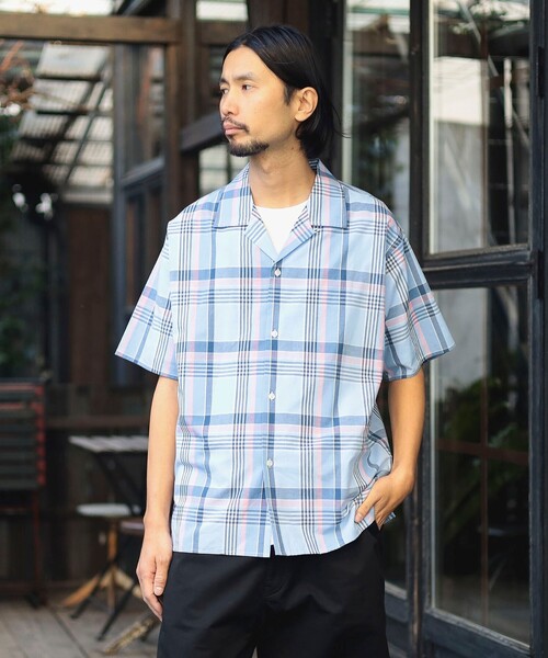 B:MING by BEAMS（ビーミングバイビームス）の「ambiance / Check open-collared Shirt（シャツ/ブラウス・メンズ・オレンジ/サックスブルー・S/M/L/XL）」の2枚目の写真