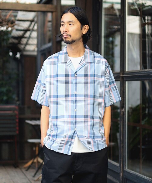 B:MING by BEAMS（ビーミングバイビームス）の「ambiance / Check open-collared Shirt（シャツ/ブラウス・メンズ・オレンジ/サックスブルー・S/M/L/XL）」の3枚目の写真