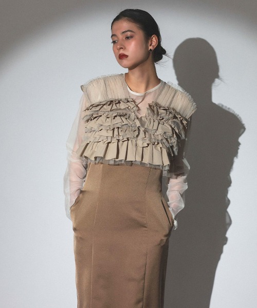 セール】【ANDRESD】taffeta tulle vest set dress 3点セット ボレロ