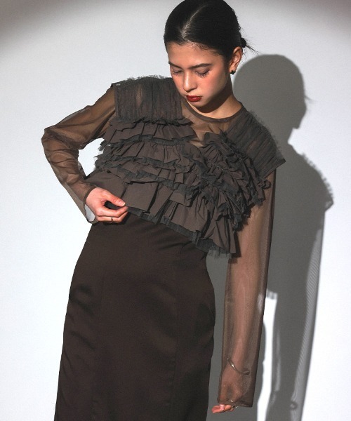 ANDRESD】taffeta tulle vest set dress 3点セット ボレロ ブラウス