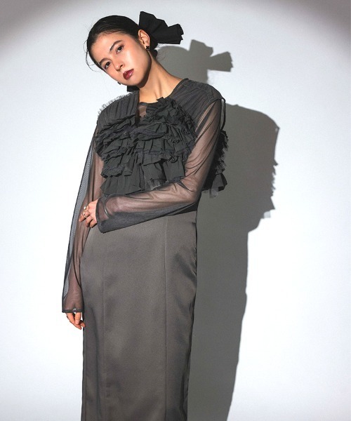 セール】【ANDRESD】taffeta tulle vest set dress 3点セット ボレロ