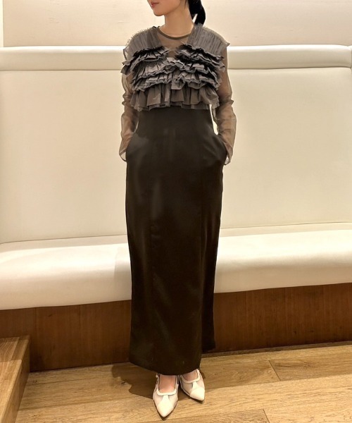 セール】【ANDRESD】taffeta tulle vest set dress 3点セット ボレロ