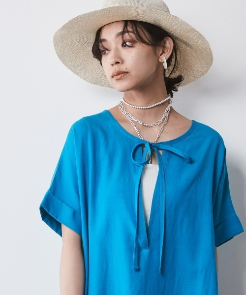 CHIC STYLE（シックスタイル）の「レーヨン麻2WAYフレンチスリーブマキシワンピース＜大きいサイズ有＞シックスタイル（ワンピース・レディース・ブラック/ブラウン/ブルー/グリーン・LL/3L/4L/5L/M/L）」の7枚目の写真