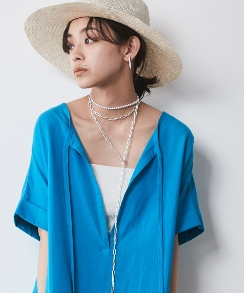 CHIC STYLE（シックスタイル）の「レーヨン麻2WAYフレンチスリーブマキシワンピース＜大きいサイズ有＞シックスタイル（ワンピース・レディース・ブラック/ブラウン/ブルー/グリーン・LL/3L/4L/5L/M/L）」の8枚目の写真