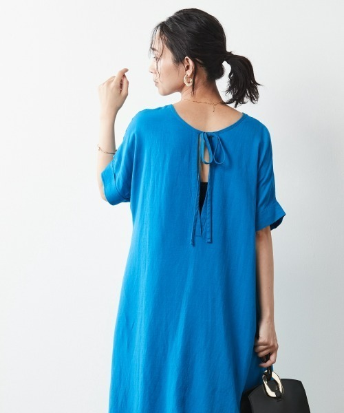 CHIC STYLE（シックスタイル）の「レーヨン麻2WAYフレンチスリーブマキシワンピース＜大きいサイズ有＞シックスタイル（ワンピース・レディース・ブラック/ブラウン/ブルー/グリーン・LL/3L/4L/5L/M/L）」の10枚目の写真