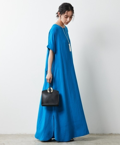 CHIC STYLE（シックスタイル）の「レーヨン麻2WAYフレンチスリーブマキシワンピース＜大きいサイズ有＞シックスタイル（ワンピース・レディース・ブラック/ブラウン/ブルー/グリーン・LL/3L/4L/5L/M/L）」の19枚目の写真