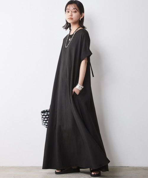 CHIC STYLE（シックスタイル）の「レーヨン麻2WAYフレンチスリーブマキシワンピース＜大きいサイズ有＞シックスタイル（ワンピース・レディース・ブラック/ブラウン/ブルー/グリーン・LL/3L/4L/5L/M/L）」の15枚目の写真