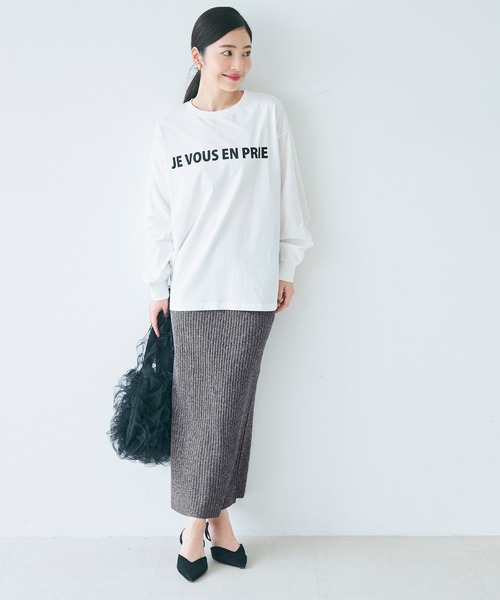 coca（coca）（コカ）の「メランジニットスリットスカート（スカート・レディース・ライトグレー/グレー/カーキ/ライトベージュ・M/L）」の14枚目の写真