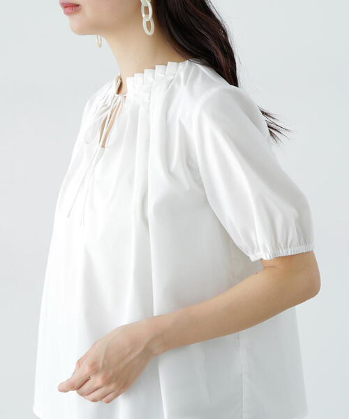 N.（N. Natural Beauty Basic）（エヌエヌナチュラルビューティーベーシック）の「タックカラーリボンブラウス（シャツ/ブラウス・レディース・オフホワイト/ブルー/ライトグリーン・MEDIUM）」の16枚目の写真