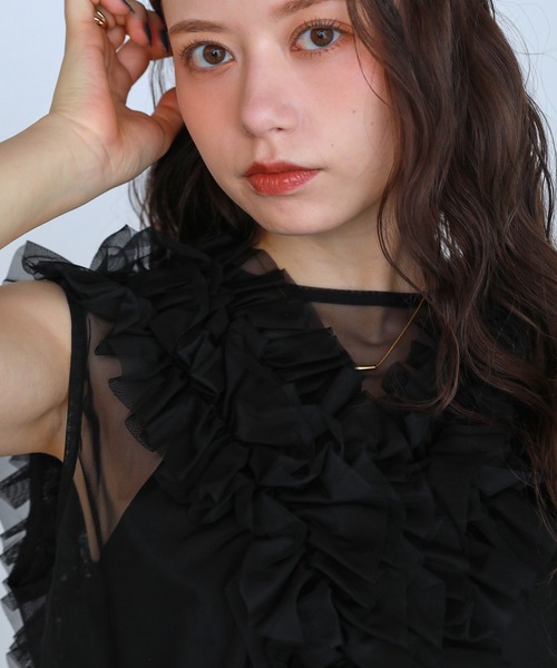shetila(シェティラ)の「チュールベスト付きドレッシーオールインワン(サロペット/オーバーオール・レディース・ブラック系2/グレー/ブラック系1・FREE)」の10枚目の写真