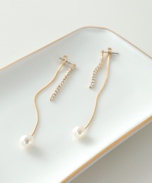 Three Four Time（スリーフォータイム）の「レンヅメ×パールバックチェーンピアス（ピアス（両耳用））」