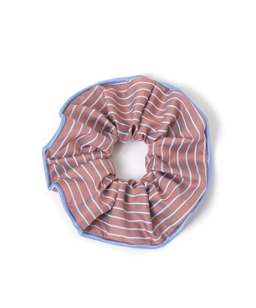 LOWRYS FARM（ローリーズファーム）の「ストライプシュシュ 323547（シュシュ・レディース・ブルー/ブラウン・FREE）」の2枚目の写真