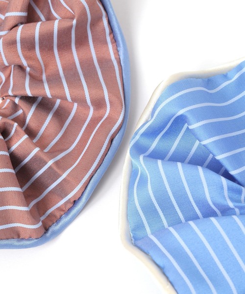 LOWRYS FARM（ローリーズファーム）の「ストライプシュシュ 323547（シュシュ・レディース・ブルー/ブラウン・FREE）」の4枚目の写真