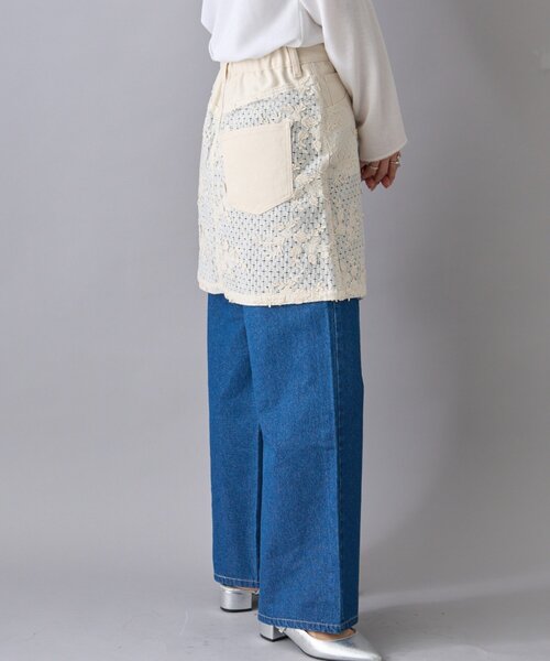 CIAOPANIC TYPY（チャオパニックティピー）の「【willow】レースデニムレイヤードミニスカ（スカート・レディース・オフホワイト・ONE SIZE）」の6枚目の写真