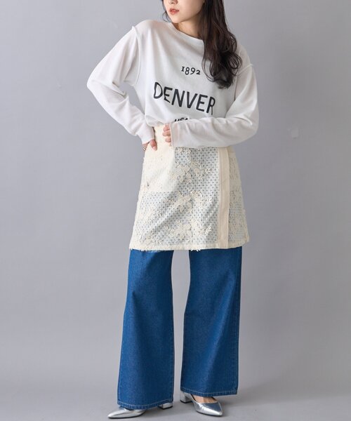 CIAOPANIC TYPY（チャオパニックティピー）の「【willow】レースデニムレイヤードミニスカ（スカート・レディース・オフホワイト・ONE SIZE）」の9枚目の写真