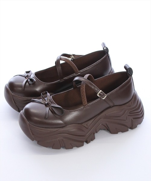 clear（クリア）の「リボン付き厚底メリージェーンスニーカーサンダル[バレエコア ガーリー リボン]≪SS新作≫（サンダル・レディース・ブラック/ブラウン/シルバー・M/L）」の20枚目の写真