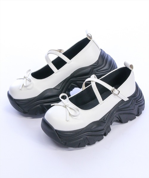 clear（クリア）の「リボン付き厚底メリージェーンスニーカーサンダル[バレエコア ガーリー リボン]≪新色追加≫（パンプス・レディース・ブラック/ブラウン/シルバー/アイボリー/シルバー系その他・M/L）」の21枚目の写真