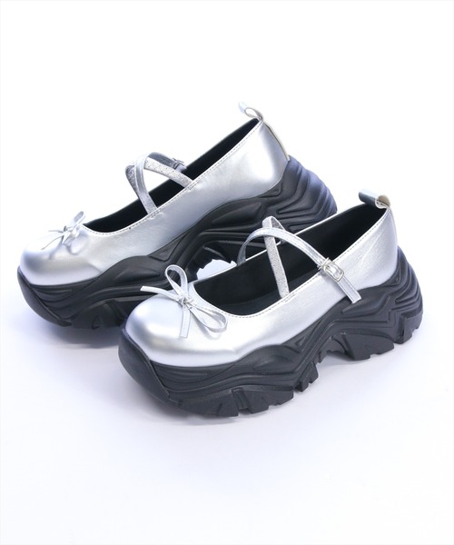 clear（クリア）の「リボン付き厚底メリージェーンスニーカーサンダル[バレエコア ガーリー リボン]≪新色追加≫（パンプス・レディース・ブラック/ブラウン/シルバー/アイボリー/シルバー系その他・M/L）」の20枚目の写真