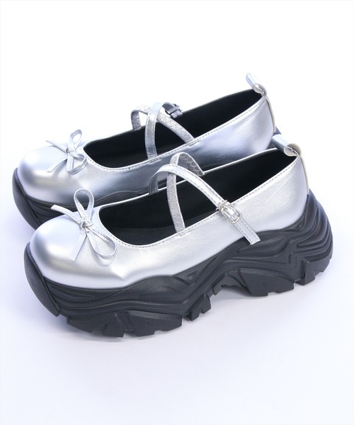 clear（クリア）の「リボン付き厚底メリージェーンスニーカーサンダル[バレエコア ガーリー リボン]≪新色追加≫（パンプス・レディース・ブラック/ブラウン/シルバー/アイボリー/シルバー系その他・M/L）」の22枚目の写真