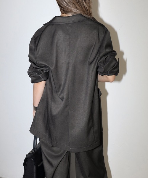 Bonjour Sagan（ボンジュールサガン）の「[SET]杢調テーラードジャケット×キャミビスチェ×ワイドパンツ（セットアップ・レディース・チャコールグレー/ライトベージュ/カーキブラウン/ダークネイビー/ブラウン系その他・MT/M）」の13枚目の写真