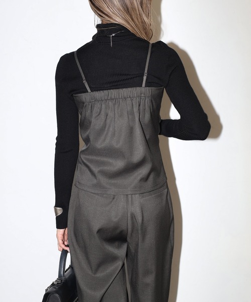 Bonjour Sagan（ボンジュールサガン）の「[SET]杢調テーラードジャケット×キャミビスチェ×ワイドパンツ（セットアップ・レディース・チャコールグレー/ライトベージュ/カーキブラウン/ダークネイビー/ブラウン系その他・MT/M）」の17枚目の写真