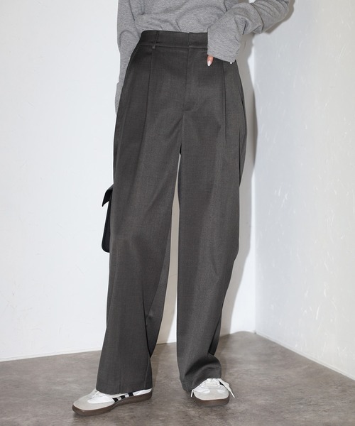 Bonjour Sagan（ボンジュールサガン）の「[SET]杢調テーラードジャケット×キャミビスチェ×ワイドパンツ（セットアップ・レディース・チャコールグレー/ライトベージュ/カーキブラウン/ダークネイビー/ブラウン系その他・MT/M）」の21枚目の写真