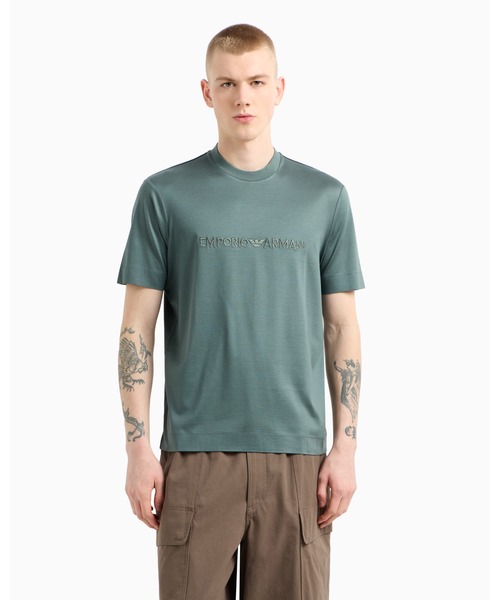 EMPORIO ARMANI(エンポリオアルマーニ)の「【エンポリオ アルマーニ】ASV Tシャツ リヨセル混紡ジャージー Emporio Armani刺繍(Tシャツ/カットソー・メンズ・セージグリーン/ネイビー/グレイッシュベージュ・XX-LARGE/X-SMALL/X-LARGE/SMALL/MEDIUM/LARGE/XXX-LARGE/XX-SMALL)」の2枚目の写真