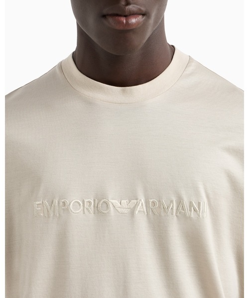 EMPORIO ARMANI Tシャツ リヨセル混紡ジャージー ASVロゴ刺繍 Tシャツ リヨセル混紡ジャージー ASVロゴ刺繍 | Emporio Armani