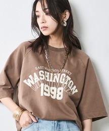 綿100%ミニ裏毛ピグメント染ロゴプリントTシャツ<大きいサイズ有>シックスタイル