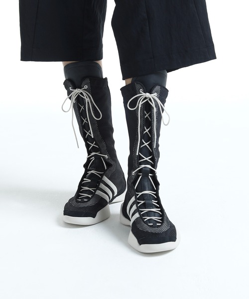 【送料&関税込】Y-3 Regu Boots - Unisex Black + Y-3 Regu leather and suede-trimmed mesh knee boots