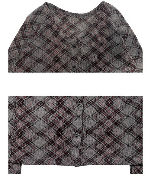 anyonemore（エニワンモア）の「チェック柄スリムフィットカーディガン（Tシャツ/カットソー・レディース・チャコール・FREE）」の2枚目の写真