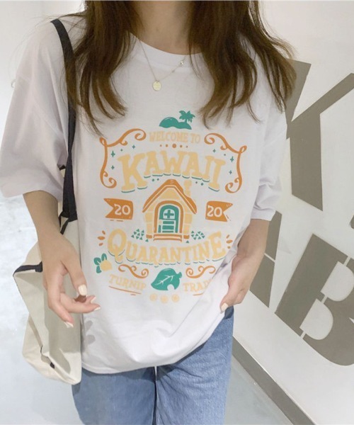 maison de LATIR(メゾンドラティール)の「カラープリントオーバーサイズTシャツ(Tシャツ/カットソー・レディース・ブラック/ホワイト/ピンク・M/L/XL)」の1枚目の写真