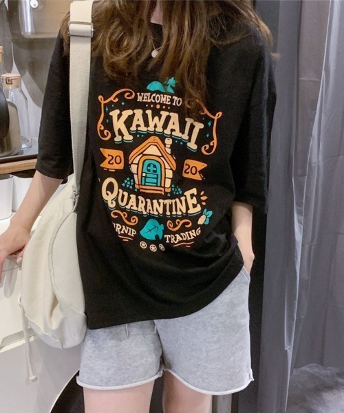 maison de LATIR(メゾンドラティール)の「カラープリントオーバーサイズTシャツ(Tシャツ/カットソー・レディース・ブラック/ホワイト/ピンク・M/L/XL)」の6枚目の写真