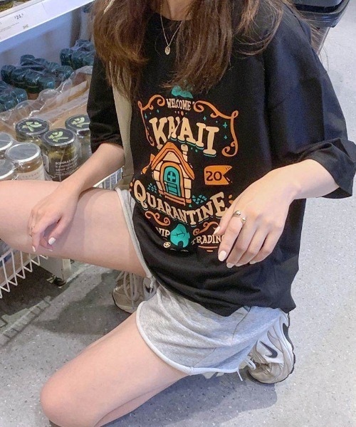 maison de LATIR(メゾンドラティール)の「カラープリントオーバーサイズTシャツ(Tシャツ/カットソー・レディース・ブラック/ホワイト/ピンク・M/L/XL)」の7枚目の写真