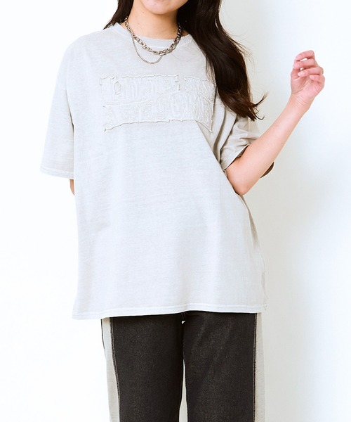 セール】《ピグメント加工×立体ロゴ》レディース オーバーサイズ T