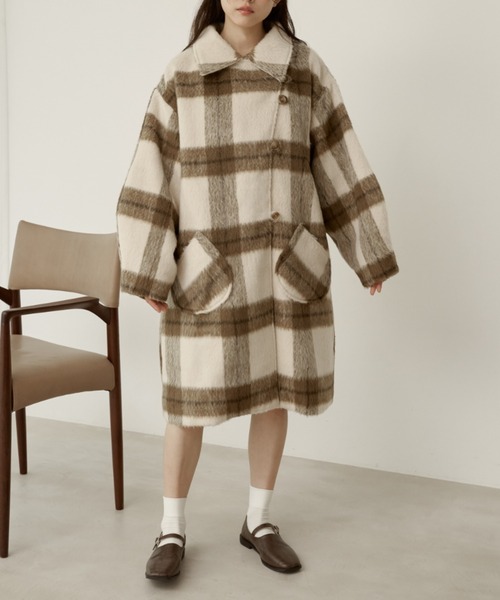 moi tytto 取り外しリボン付き　シャギーミディ丈コート 取り外しリボン付き】シャギーミディ丈コート（その他アウター