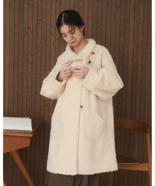 セール】【取り外しリボン付き】シャギーミディ丈コート（その他