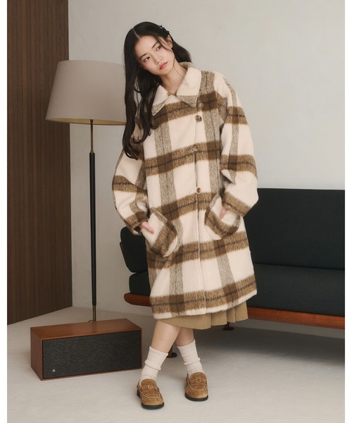 取り外しリボン付き】シャギーミディ丈コート（その他アウター）｜moi