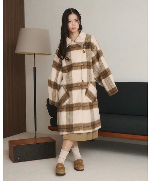 取り外しリボン付き】シャギーミディ丈コート（その他アウター）｜moi