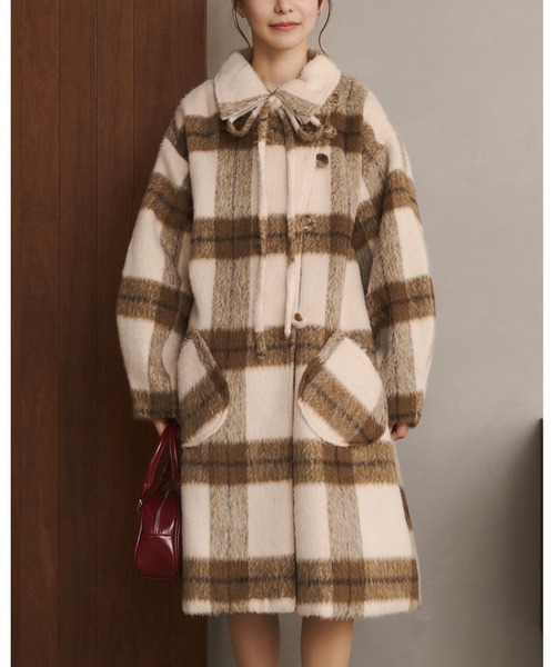 moitytto ジャギーミディ丈コート セール】【取り外しリボン付き】シャギーミディ丈コート（その他