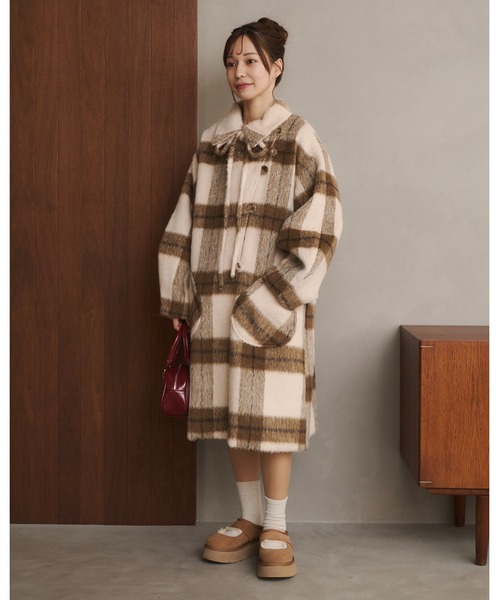 【24時間以内発送】シャギーミディ丈コート　sサイズ　moitytto セール】【取り外しリボン付き】シャギーミディ丈コート（その他