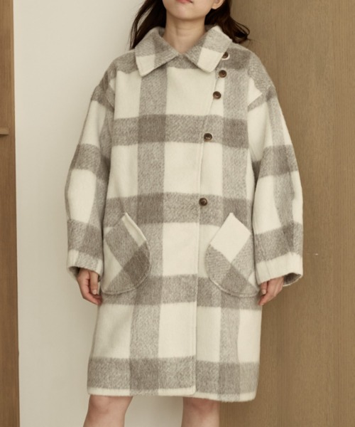 moi tytto 【取り外しリボン付き】シャギーミディ丈コート 取り外しリボン付き】シャギーミディ丈コート（その他アウター）｜moi