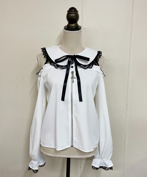 MA*RS（アメーバーマーズ）の「肩開きクロスZIPスライダーブラウス（シャツ/ブラウス・レディース・ブラック/ホワイト・FREE）」の13枚目の写真