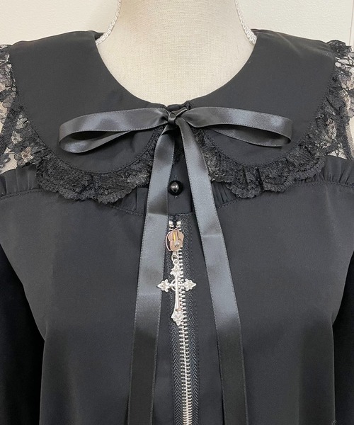 MA*RS（アメーバーマーズ）の「肩開きクロスZIPスライダーブラウス（シャツ/ブラウス・レディース・ブラック/ホワイト・FREE）」の12枚目の写真