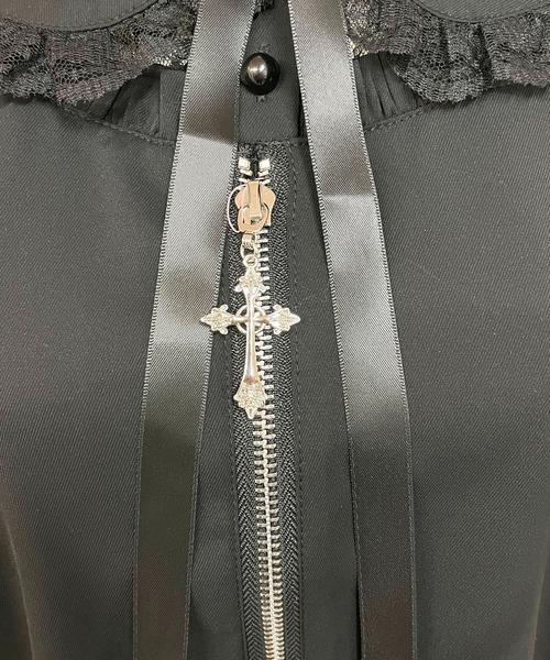 MA*RS（アメーバーマーズ）の「肩開きクロスZIPスライダーブラウス（シャツ/ブラウス・レディース・ブラック/ホワイト・FREE）」の3枚目の写真