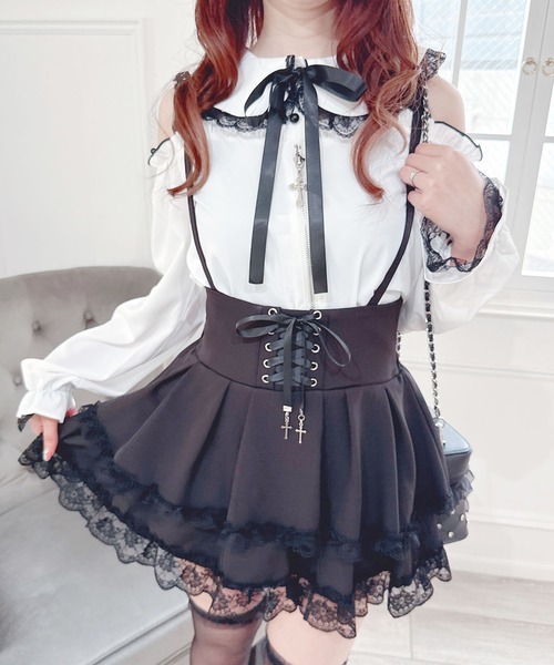 MA*RS（アメーバーマーズ）の「肩開きクロスZIPスライダーブラウス（シャツ/ブラウス・レディース・ブラック/ホワイト・FREE）」の21枚目の写真