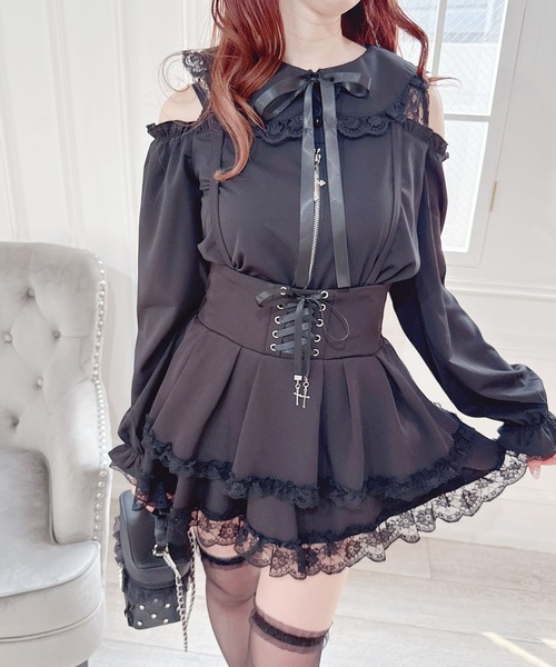 MA*RS（アメーバーマーズ）の「肩開きクロスZIPスライダーブラウス（シャツ/ブラウス・レディース・ブラック/ホワイト・FREE）」の17枚目の写真