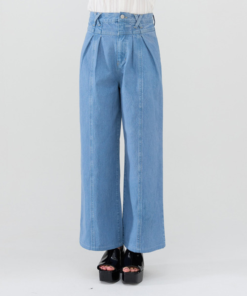 REDYAZEL（レディアゼル）の「ロゴ刺繍タックデニムパンツ（デニムパンツ・レディース・ネイビー/ブルー・MEDIUM/SMALL）」の11枚目の写真